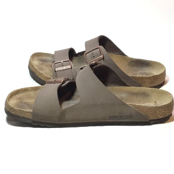 Birkenstock Arizona Taupe Suede Sandals Leather Shoes Unisex Size 44 - Picture 4 of 10